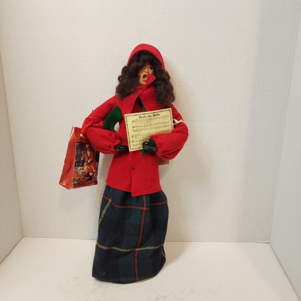 1994 Helen Sabatte 14" CHRISTMAS Caroller Doll SIGNED LE Hand Made Folk Art